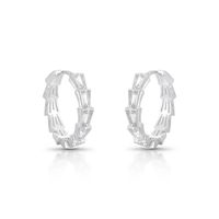 Foto do produto ARGOLA DE PRATA BAGUETES COM 18 ZIRCONES CRAVEJADOS 21437
