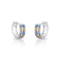 Foto do produto ARGOLA DE PRATA BAGUETES COM BORDA E 62 ZIRCONES CRAVEJADOS 22056