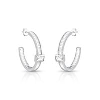 Foto do produto ARGOLA DE PRATA BAGUETES DIAMETRO 2.8CM E 52 ZIRCONES CRAVEJADOS 21838