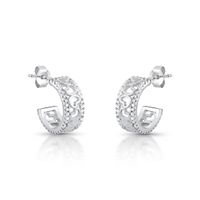 Foto do produto ARGOLA DE PRATA CORAÇÕES VAZADOS DIAMETRO 1.4CM E 120 ZIRCONES CRAVEJADOS 21837