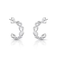 Foto do produto ARGOLA DE PRATA CORAÇÕES VAZADOS DIAMETRO DE 2.5CM E 80 ZIRCONES CRAVEJADOS 21825