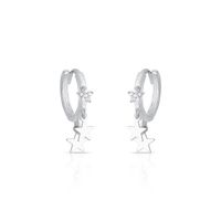 Foto do produto ARGOLA DE PRATA ESTRELAS PENDURADAS COM 12 ZIRCONES CRAVEJADOS 21441