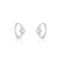 Foto do produto ARGOLA DE PRATA FLOR COM 12 ZIRCONES CRAVEJADOS 20958