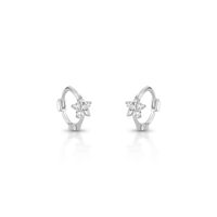 Foto do produto ARGOLA DE PRATA FLOR COM 12 ZIRCONES CRAVEJADOS 21005