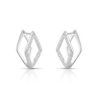Foto do produto ARGOLA DE PRATA LOSANGOS COM 66 ZIRCONES CRAVEJADOS MODELO DOUBLE FACE 2 X 1 20765