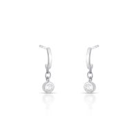 Foto do produto ARGOLA DE PRATA SOLITARIO PENDURADO COM 2 ZIRCONES CRAVEJADOS 21410