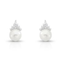 Foto do produto BRINCO DE PRATA  PÉROLA SHELL DE 10 MM COM 32 ZIRCONES CRAVEJADOS 21742