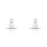 Foto do produto BRINCO DE PRATA  PÉROLA SHELL DE 6.0 MM COM 4 ZIRCONES CRAVEJADOS 21738