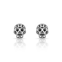 Foto do produto BRINCO DE PRATA BALI CAVEIRA COM 4 ZIRCONES CRAVEJADOS 21096