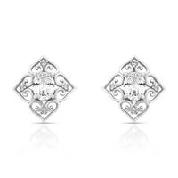 Foto do produto BRINCO DE PRATA BALI CORAÇÕES COM 10 ZIRCONES CRAVEJADOS CRISTAL 6 X 8 MM 21339