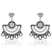 Foto do produto BRINCO DE PRATA BALI LEQUE COM 76 ZIRCONES CRAVEJADOS 21118