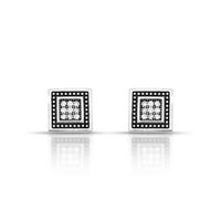 Foto do produto BRINCO DE PRATA BALI QUARADO COM 18 ZIRCONES CRAVEJADOS 21120