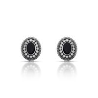 Foto do produto BRINCO DE PRATA BALI REDONDO COM 34 ZIRCONES CRAVEJADOS ÁGATA 4 X 6 MM 21103