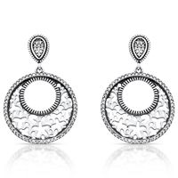 Foto do produto BRINCO DE PRATA BALI REDONDO COM FLORES COM 140 ZIRCONES CRAVEJADOS 21074