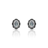 Foto do produto BRINCO DE PRATA BALI SOLITÁRIO CRISTAL 4 X6 MM 21084