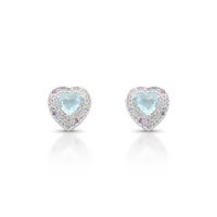 Foto do produto BRINCO DE PRATA CRISTAL CORAÇÃO COM 86 ZIRCONES CRAVEJADOS E PEDRA PRINCIPAL DE 5 X 5  MM 22031