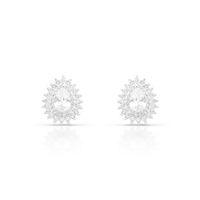 Foto do produto BRINCO DE PRATA CRISTAL GOTA COM 76 ZIRCONES CRAVEJADOS E PEDRA PRINCIPAL DE 4 X 6 MM