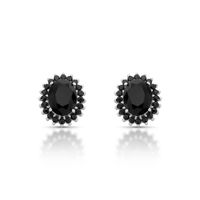 Foto do produto BRINCO DE PRATA CRISTAL OVAL 50 ONIX