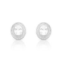 Foto do produto BRINCO DE PRATA CRISTAL OVAL COM 110 ZIRCONES CRAVEJADOS