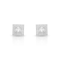 Foto do produto BRINCO DE PRATA DELUXE QUADRADO COM 66 ZIRCONES CRAVEJADOS PEDRAS PRINCIPAIS 3 MM 21470