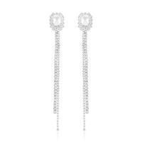 Foto do produto BRINCO DE PRATA DELUXE RETANGULAR COM 38 ZIRCONES DE 1,5 MM E PEDRA CENTRAL DE 4 x 6 MM CRAVEJADOS E COMPRIMENTO 4 CM 22