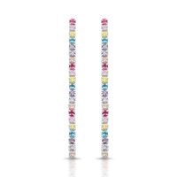 Foto do produto BRINCO DE PRATA DELUXE RIVIEIRA COM 34 ZIRCONES QUADRADOS DE 2 MM CRAVEJADOS E COMPRIMENTO DE 4 CM 22027