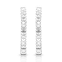 Foto do produto BRINCO DE PRATA DELUXE RIVIEIRA COM 34 ZIRCONES RETANGULARES DE 2 X 4 MM CRAVEJADOS E COMPRIMENTO DE 4 CM 22020