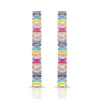 Foto do produto BRINCO DE PRATA DELUXE RIVIEIRA COM 34 ZIRCONES RETANGULARES DE 2 X 4 MM CRAVEJADOS E COMPRIMENTO DE 4 CM 22022