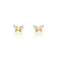 Foto do produto BRINCO DE PRATA ESMALTADO À MÃO COM BORBOLETA INFANTIL 20 ZIRCONES CRAVEJADOS 21210