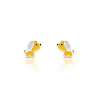 Foto do produto BRINCO DE PRATA ESMALTADO À MÃO COM CACHORRO INFANTIL 6 ZIRCONES CRAVEJADOS 21206
