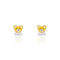 Foto do produto BRINCO DE PRATA ESMALTADO À MÃO COM URSO INFANTIL 4 ZIRCONES CRAVEJADOS 21207