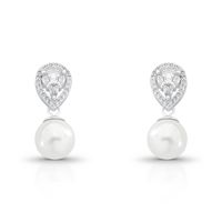Foto do produto BRINCO DE PRATA GOTA PÉROLA SHELL DE 9.0 MM COM 58 ZIRCONES CRAVEJADOS 21726