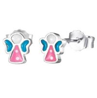 Foto do produto BRINCO DE PRATA INFANTIL ANJO ESMALTADO À MÃO LISO 18755