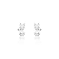 Foto do produto BRINCO DE PRATA INFANTIL COM GATO 22 ZIRCONES CRAVEJADOS 21227