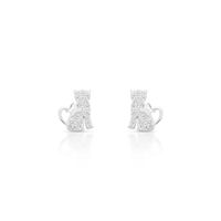 Foto do produto BRINCO DE PRATA INFANTIL COM GATO 54 ZIRCONES CRAVEJADOS 21221