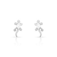 Foto do produto BRINCO DE PRATA INFANTIL COM LARGATIXA 2 ZIRCONES CRAVEJADOS 21222