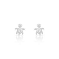 Foto do produto BRINCO DE PRATA INFANTIL COM TARTARUGA 16 ZIRCONES CRAVEJADOS 21219