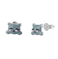 Foto do produto BRINCO DE PRATA INFANTIL GATO ESMALTADO À MÃO LISO 18752