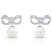 Foto do produto BRINCO DE PRATA LAÇO PÉROLA SHELL DE 10 MM COM 188 ZIRCONES CRAVEJADOS 21728
