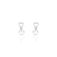 Foto do produto BRINCO DE PRATA LISO CORAÇÃO COM 2 ZIRCONES 6 MM CRAVEJADOS 20869