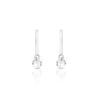 Foto do produto BRINCO DE PRATA LISO SOLITÁRIO PENDURADO COM 2 ZIRCONES 6 MM CRAVEJADOS 20870