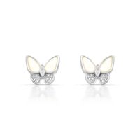 Foto do produto BRINCO DE PRATA MADRE PÉROLAS BORBOLETA COM 12 ZIRCONES  CRAVEJADOS   22309