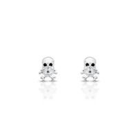 Foto do produto BRINCO DE PRATA MASCULINO CAVEIRA 10 MM COM 4 ONIX DE 1.2 MM CRAVEJADAS 21684