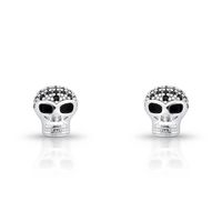 Foto do produto BRINCO DE PRATA MASCULINO CAVEIRA 10 MM COM 42 ONIX DE 1.5 MM CRAVEJADAS 21685