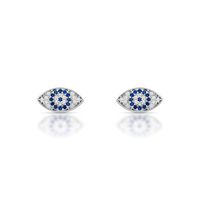 Foto do produto BRINCO DE PRATA OLHO GREGO PAVE COM 58 ZIRCONES E NANO SAFIRAS CRAVEJADOS 22252