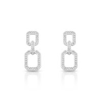 Foto do produto BRINCO DE PRATA PAVE 2 RETÂNGULOS PENDURADOS COM 90 ZIRCONES CRAVEJADOS 21593