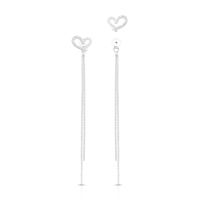 Foto do produto BRINCO DE PRATA PAVE CORAÇÃO COM 48 ZIRCONES CRAVEJADOS E FIO PENDURADO 22152