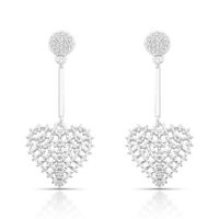 Foto do produto BRINCO DE PRATA PAVE CORAÇÃO PENDURADO COM 106 ZIRCONES CRAVEJADOS 21515