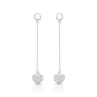 Foto do produto BRINCO DE PRATA PAVE CORAÇÃO PENDURADO COM 44 ZIRCONES CRAVEJADOS 22142