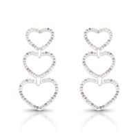 Foto do produto BRINCO DE PRATA PAVE CORAÇÕES PENDURADOS COM 170 ZIRCONES CRAVEJADOS 22062
